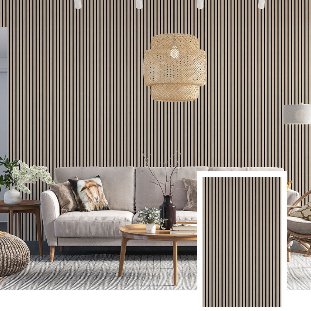Hem & Ro™ Signaturpanel med akustikribbor — Naturlig ek